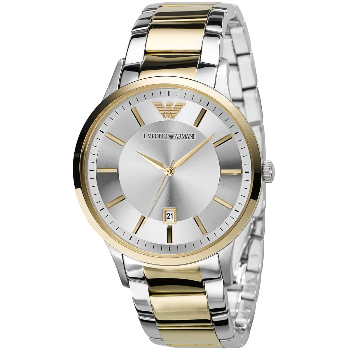 Emporio Armani AR2449 Renato Silver Dial Two Tone 43mm Mens Watch