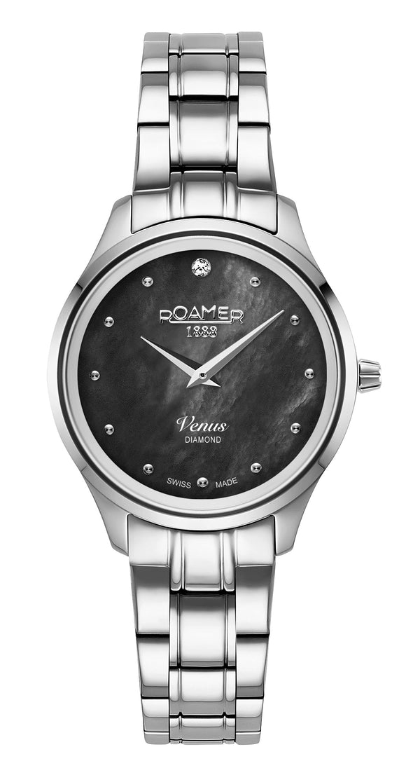 Roamer Venus Diamond 30 mm Quartz Black Mother-of-Pearl Dial Silver Ladies Watch