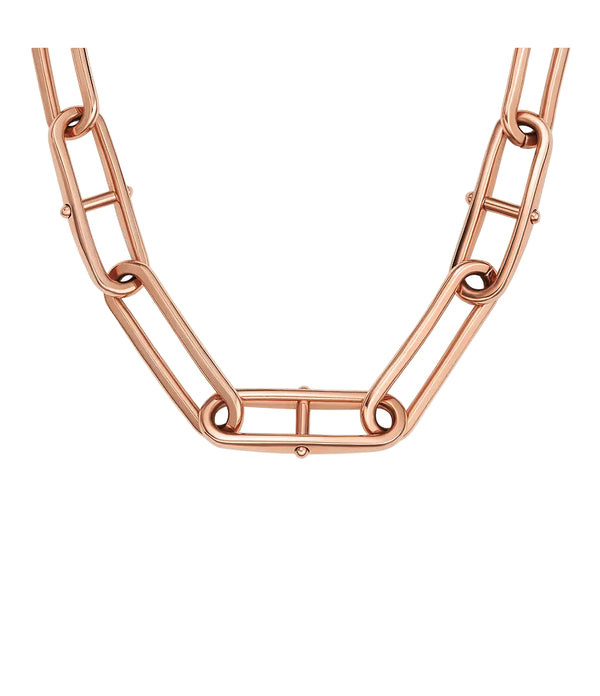 Fossil JF04670791 Heritage Rose Gold-Tone Stainless Steel D-Link Crystal Necklace