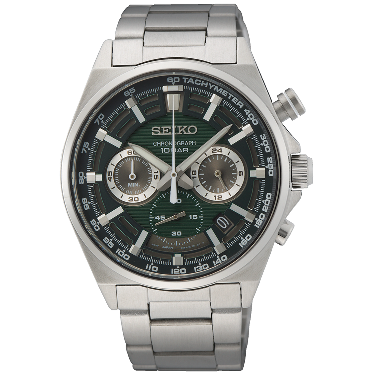 Seiko Chronograph SSB405P1 – 41mm Quartz Chronograph, Hard-Coated Stainless Steel, Hardlex Crystal, 1/5-Second Stopwatch, 10 Bar Water Resistance