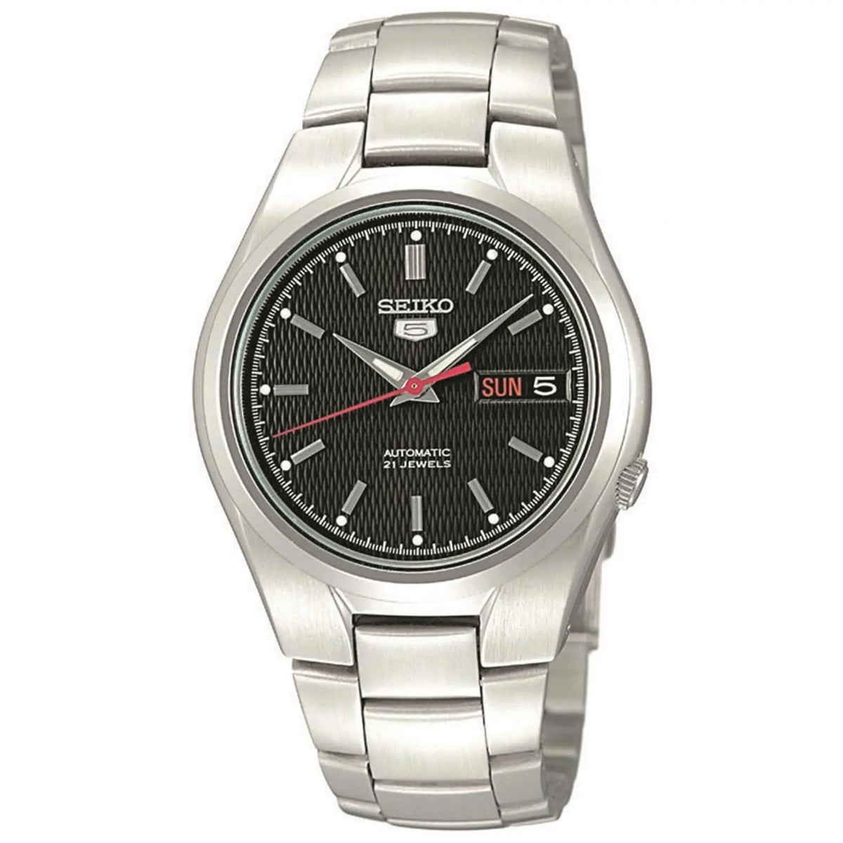Seiko 5 SNK607K1 – Japanese Made 37mm Stainless Steel Automatic Watch, Silver Dial, Hardlex Crystal, Water Resistant, Oyster Bracelet