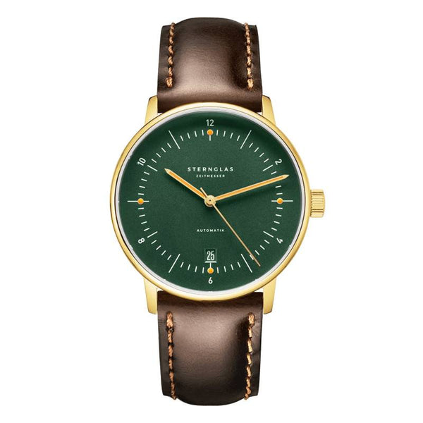 Sternglas Naos Automatik – Dark Green Gold with Brown Leather