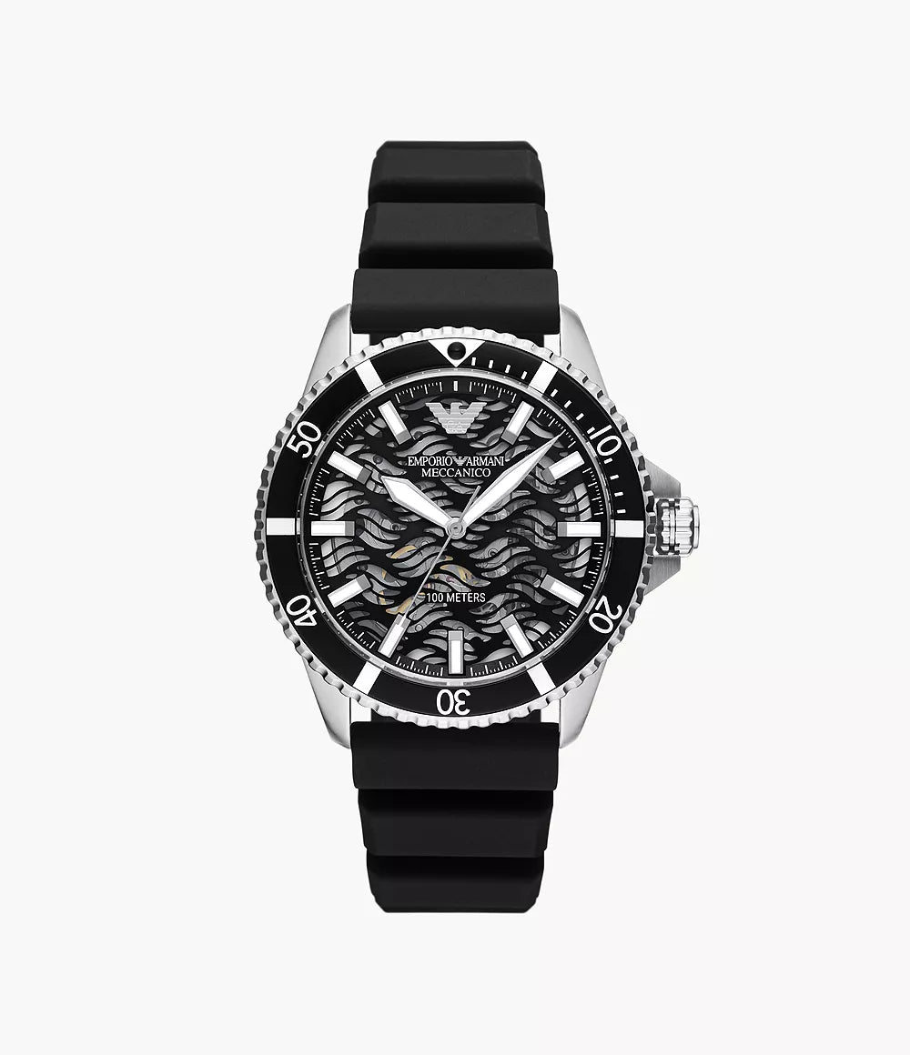 Emporio Armani 42 mm Black Silicone Strap Men's Automatic Watch - AR60062