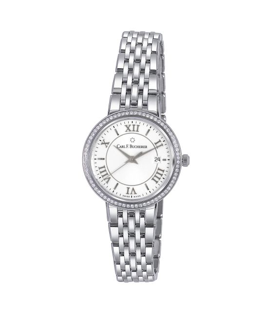 Carl F. Bucherer Adamavi Women's 28mm Quartz Watch 00.10315.08.15.31 – Swiss Quartz Movement, Silver Dial, 18K Rose Gold & Stainless Steel Case, 30m Water Resistance, Diamond Markers