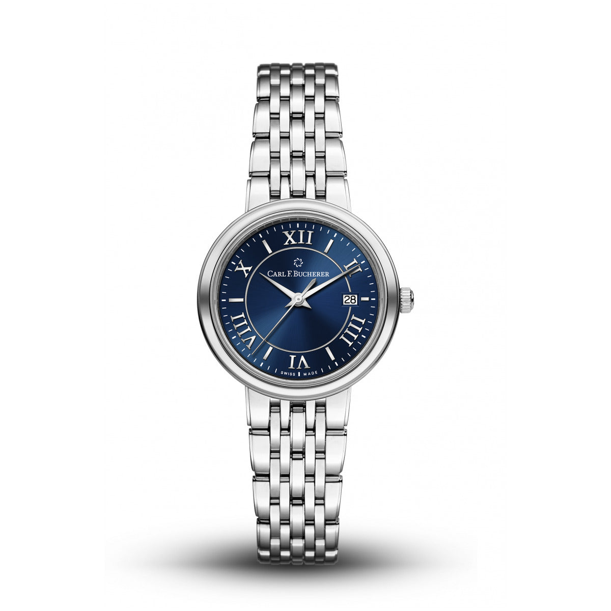 Carl F. Bucherer Adamavi Women's 28mm Quartz Watch 00.10315.08.55.21 – Swiss Made, Blue Dial, Date Feature, 30m Water Resistant