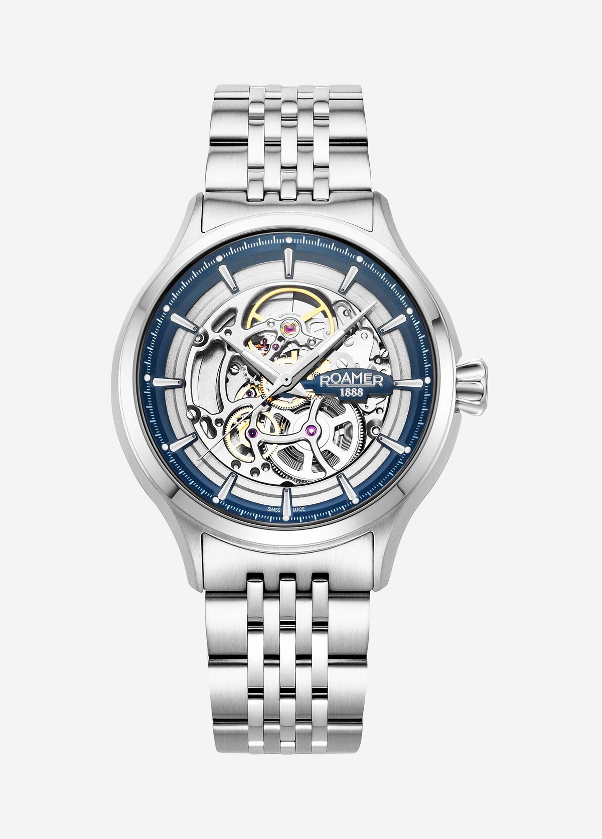 Roamer Competence Skeleton IV Automatic Watch – Swiss Made SOPROD P024SK, 43mm Stainless Steel Case, 50m Water Resistance, Sapphire Crystal, Stainless Steel Bracelet
