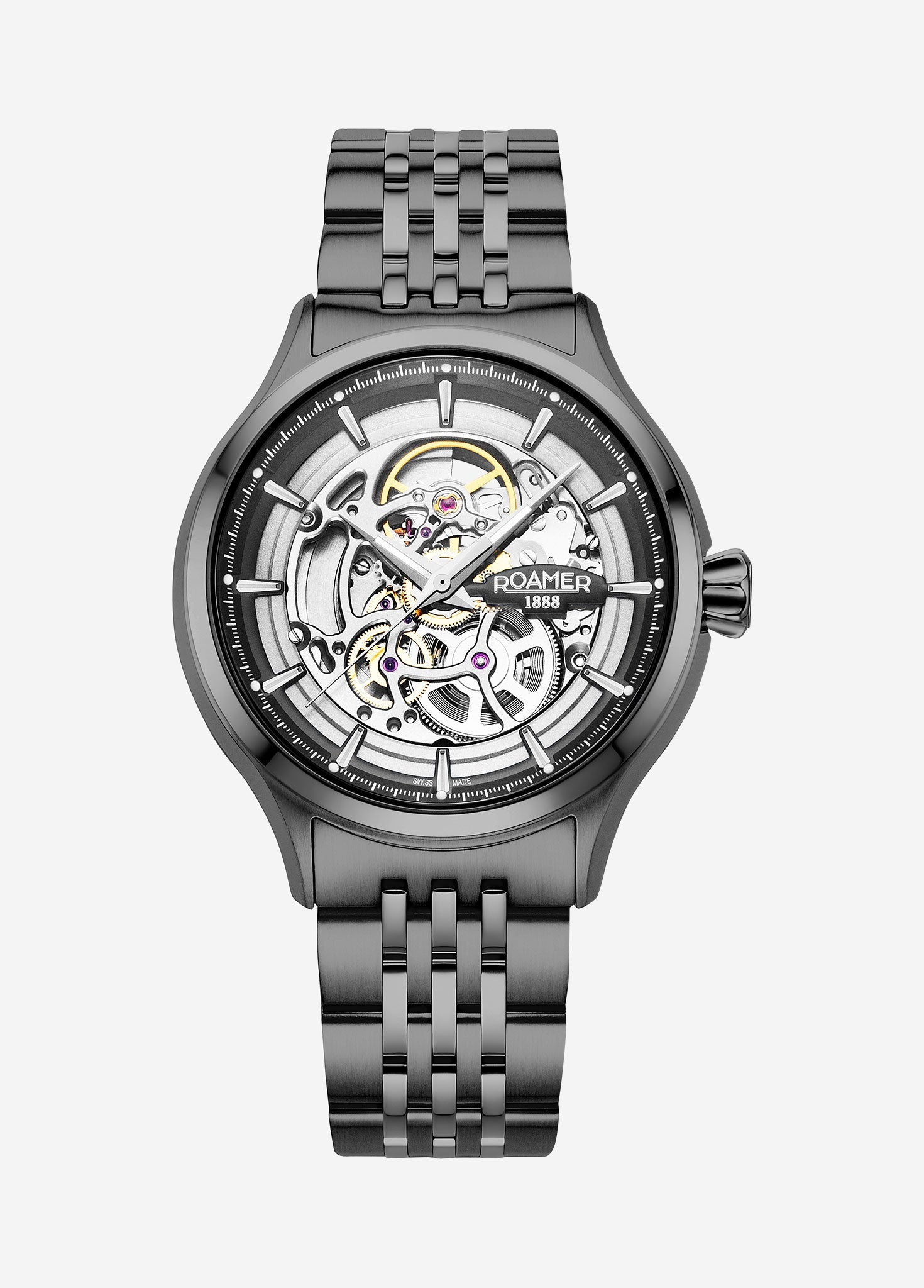 Roamer Competence Skeleton IV Automatic Watch – Swiss Made SOPROD P024SK, 43mm Black Stainless Steel Case, 50m Water Resistance, Sapphire Crystal