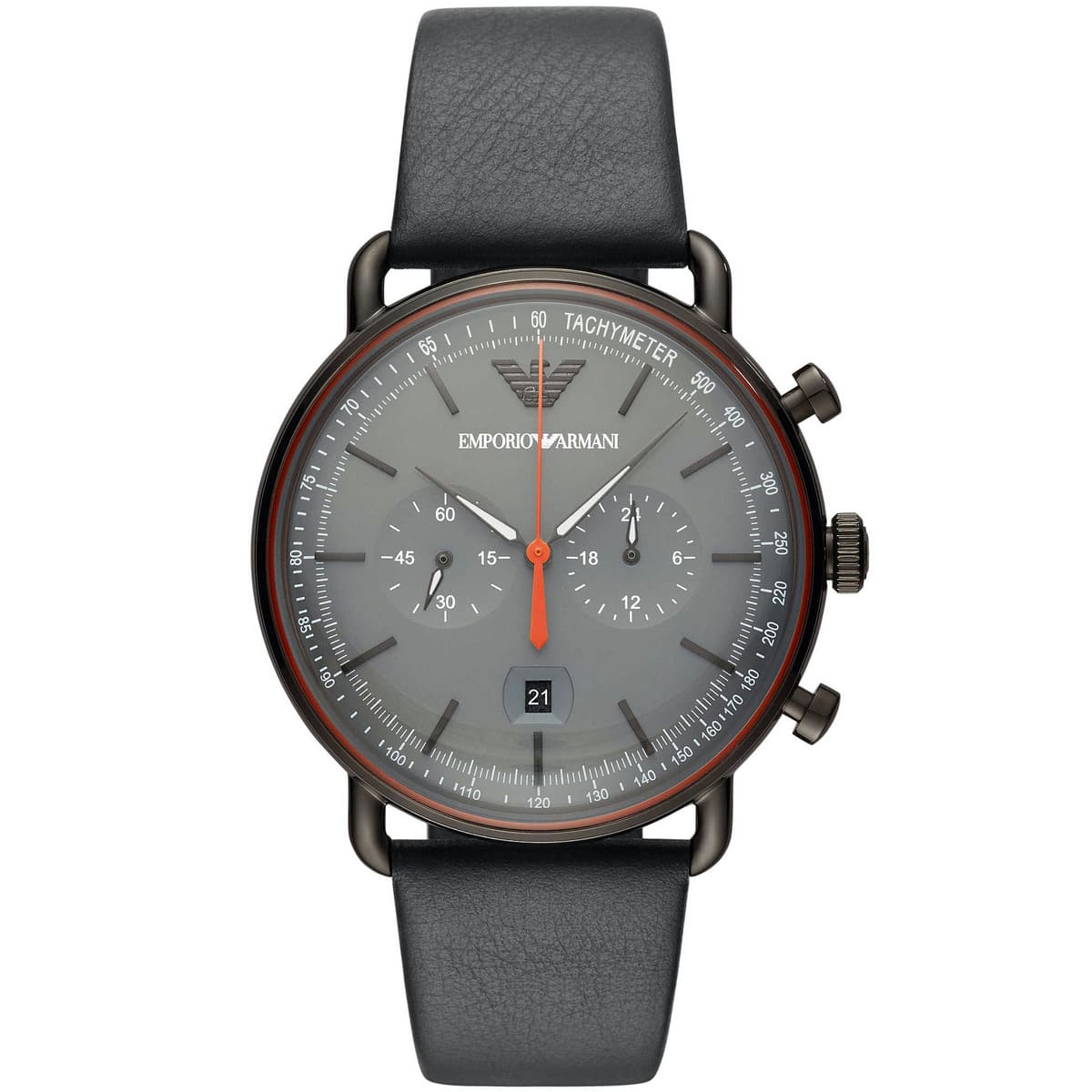 Emporio Armani AR11168 Gray Dial 43 mm Men’s Leather Watch