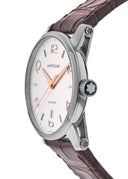 Montblanc Timewalker Men's 39mm Automatic Watch MB110340, Swiss Automatic Movement, White Dial, Stainless Steel Case, Alligator Leather Strap, 30m Water Resistance