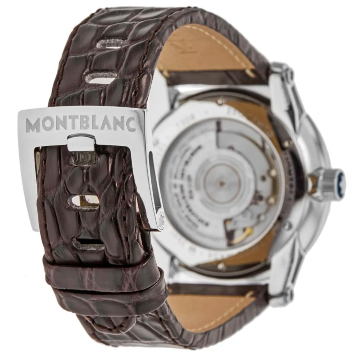 Montblanc Timewalker Men's 39mm Automatic Watch MB110340, Swiss Automatic Movement, White Dial, Stainless Steel Case, Alligator Leather Strap, 30m Water Resistance