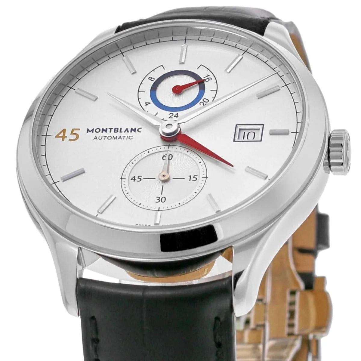 Montblanc Heritage Men's 41mm Automatic Watch MB114172, Swiss Automatic Movement, Silver Dial, Stainless Steel Case, Leather Strap, 30m Water Resistance