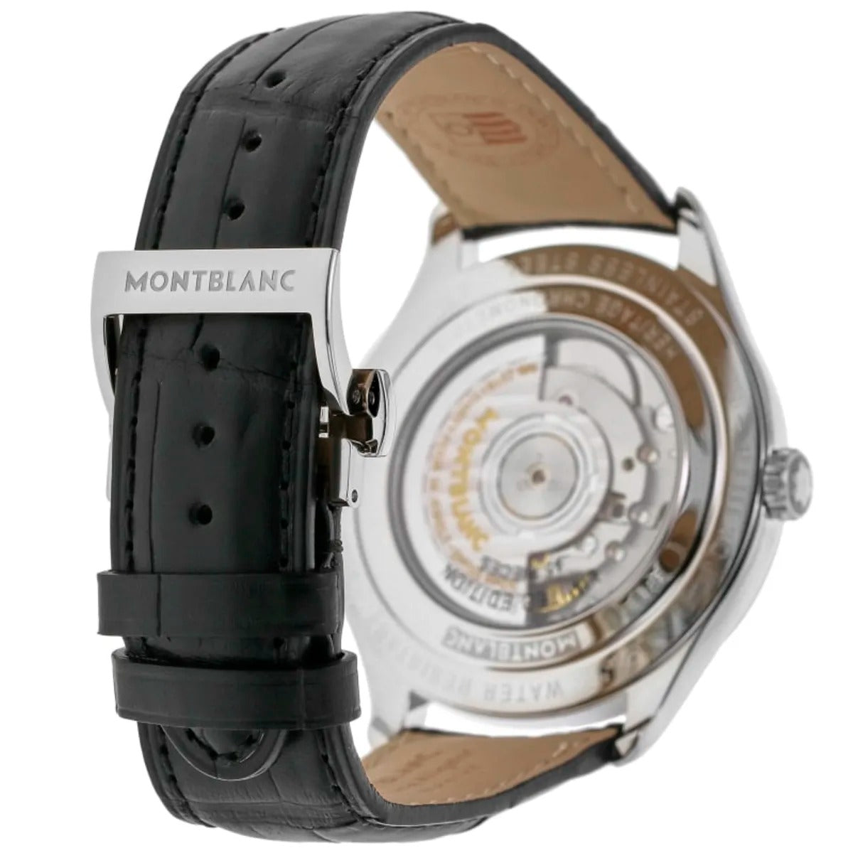 Montblanc Heritage Men's 41mm Automatic Watch MB114172, Swiss Automatic Movement, Silver Dial, Stainless Steel Case, Leather Strap, 30m Water Resistance