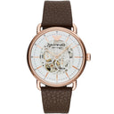 Emporio Armani Aviator White Dial Brown Leather 43mm Mens Watch