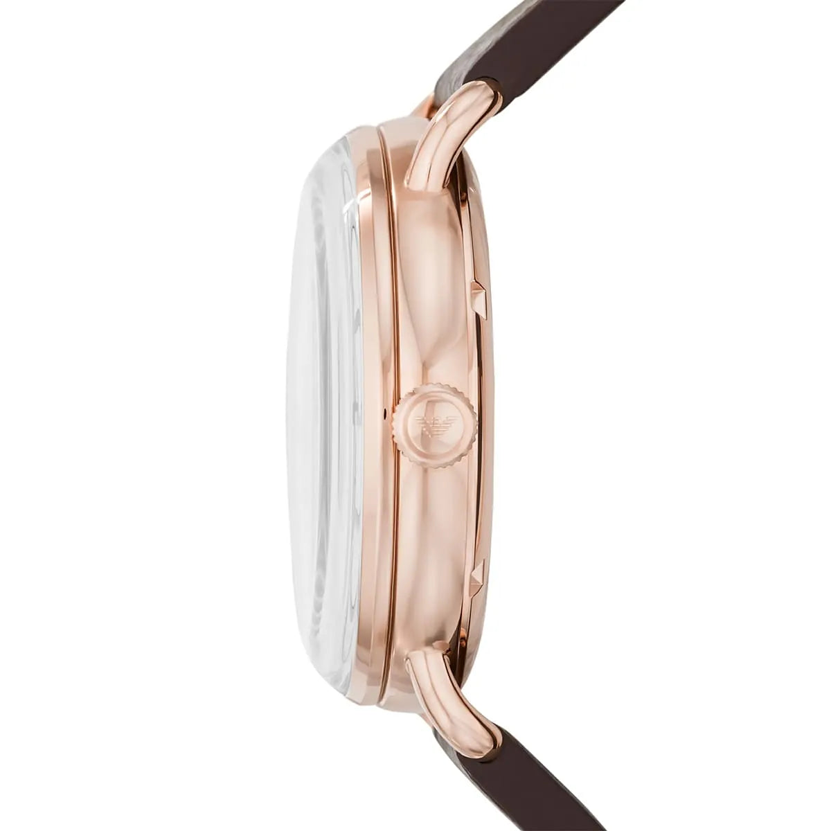 Emporio Armani Aviator White Dial Brown Leather 43mm Mens Watch