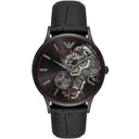Emporio Armani Black Dial Leather 43mm Mens Watch