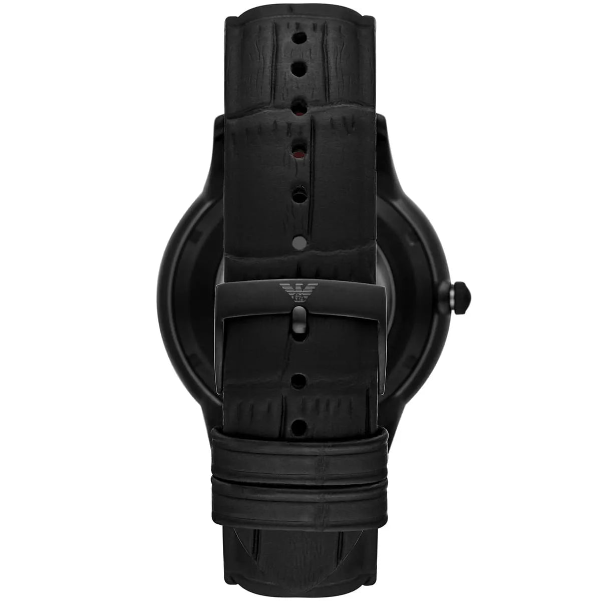 Emporio Armani Black Dial Leather 43mm Mens Watch