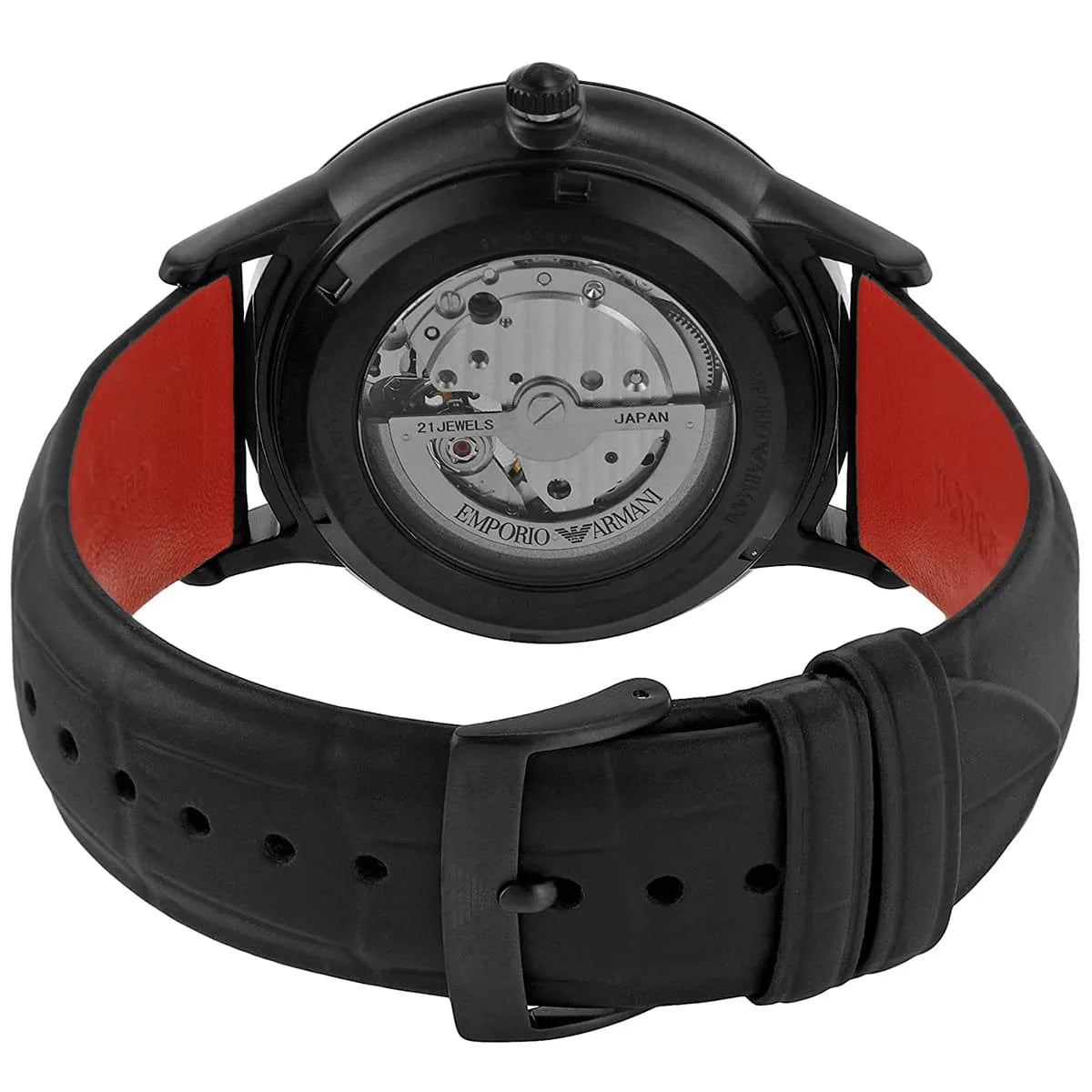 Emporio Armani Black Dial Leather 43mm Mens Watch