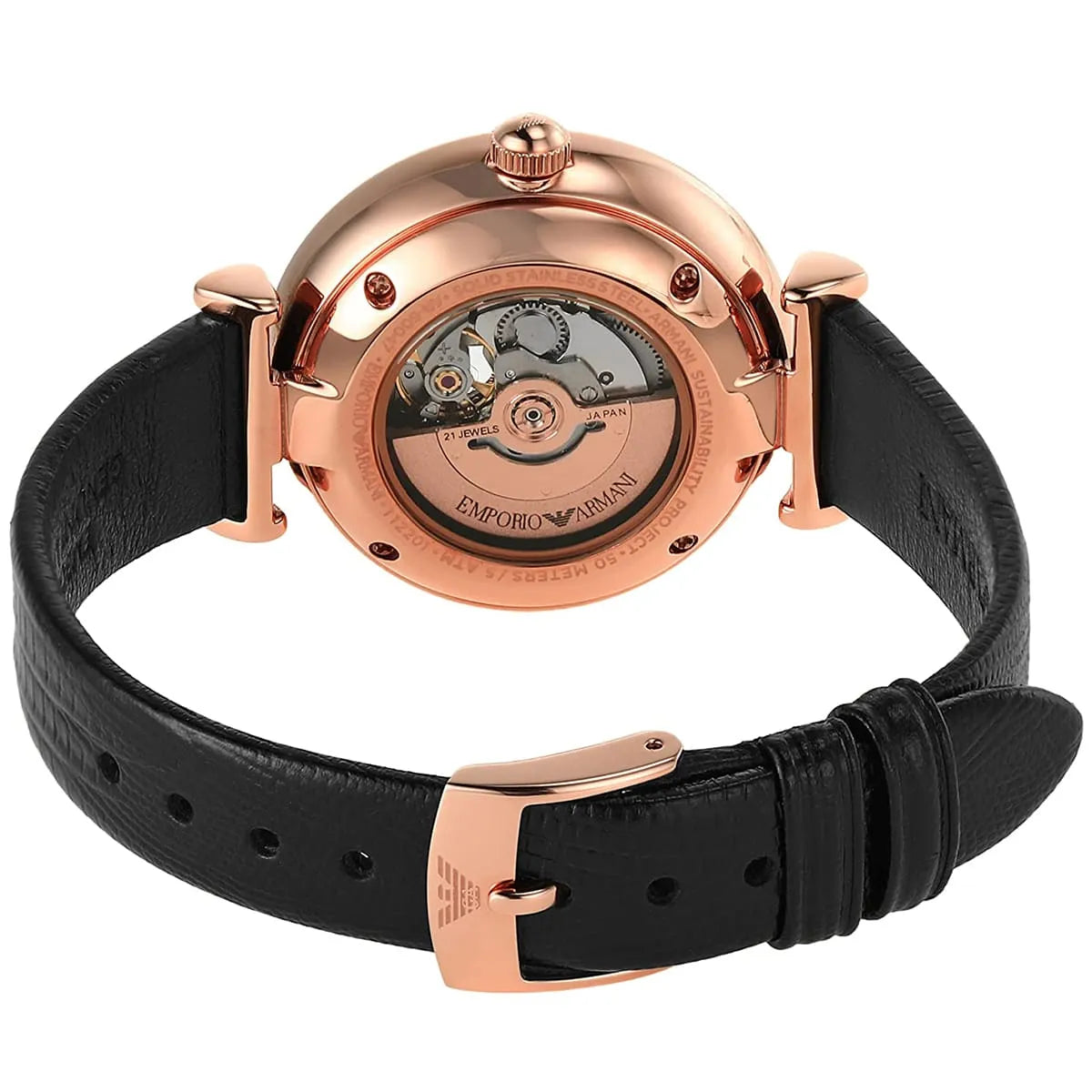 Emporio Armani Gianni T-Bar White Dial Leather 34mm Womens Watch