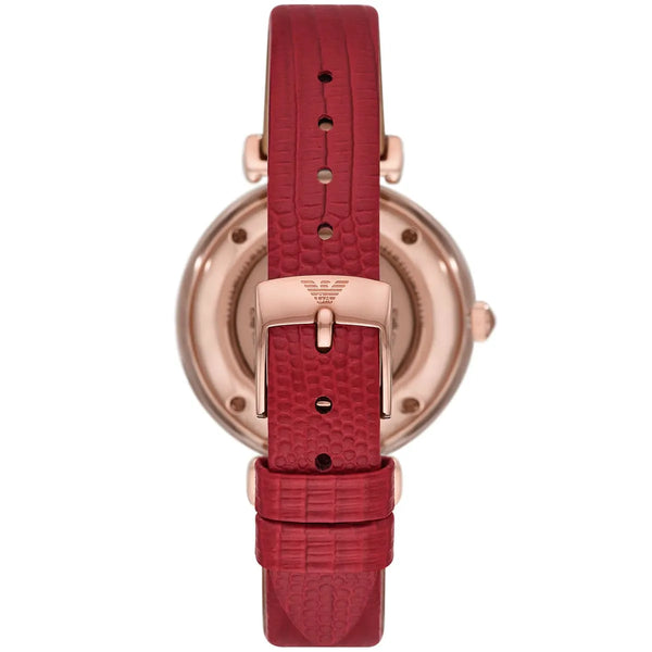 Emporio Armani Meccanico Automatic Red Leather 34 mm Ladies Watch AR60048