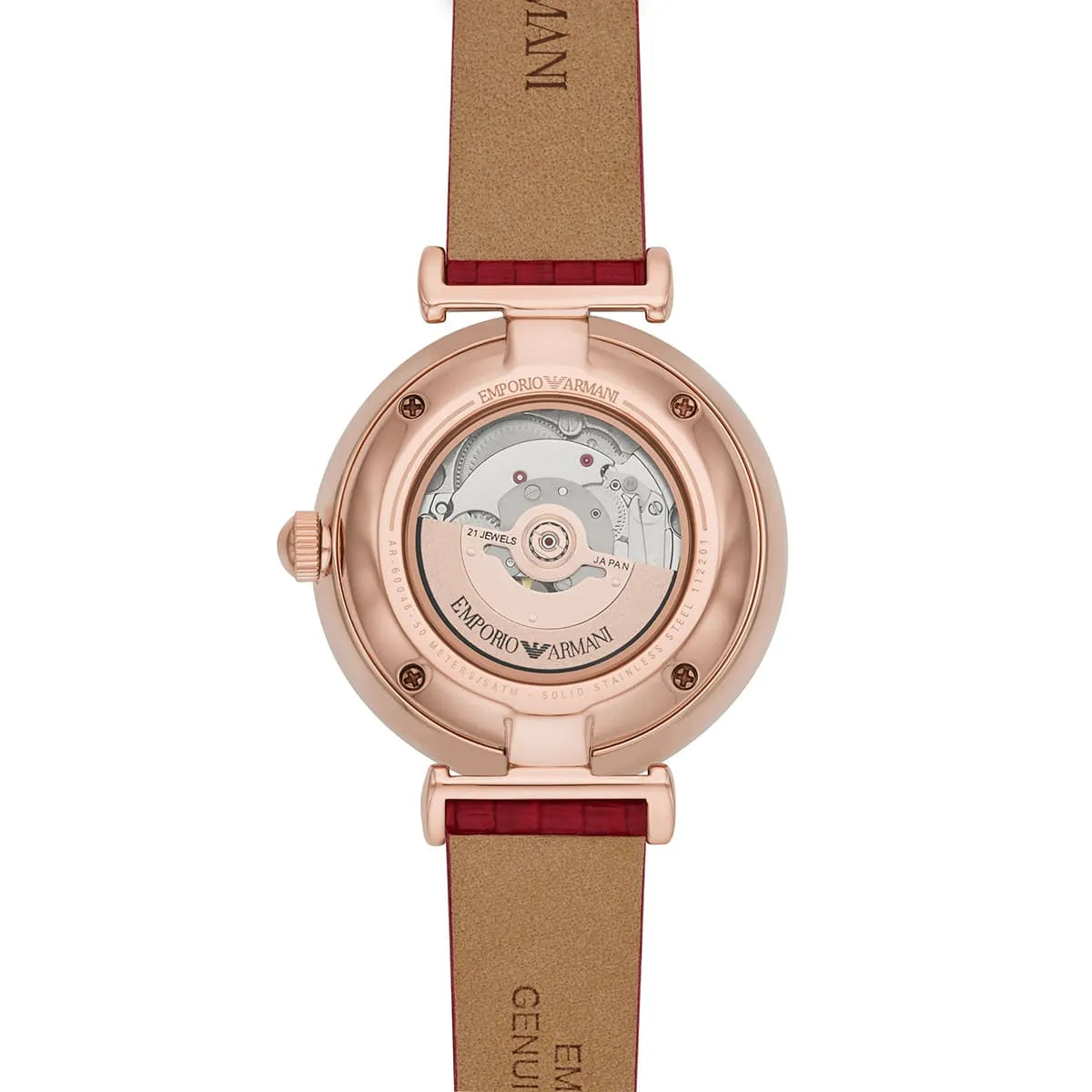 Emporio Armani White Dial Red Leather 34mm Womens Watch