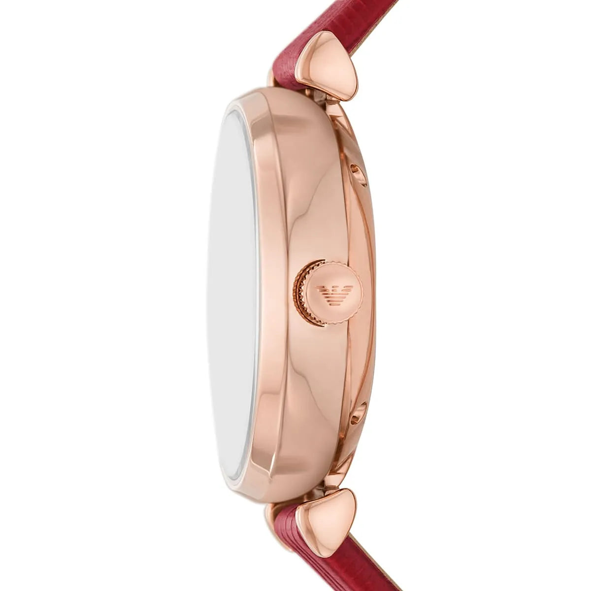 Emporio Armani White Dial Red Leather 34mm Womens Watch