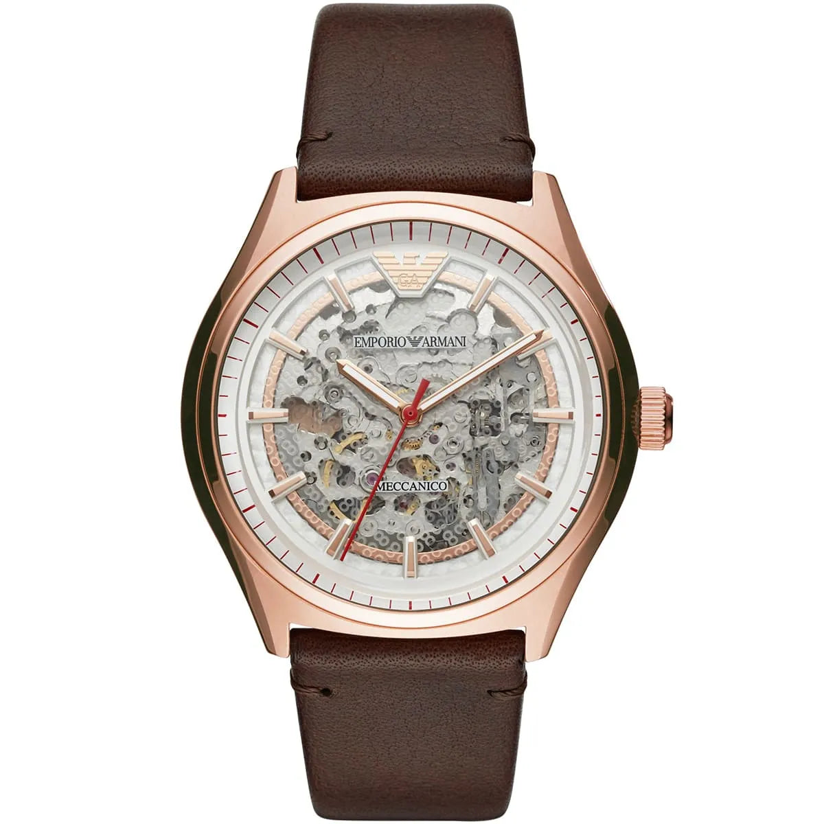 Emporio Armani AR60005 Zeta White Dial Brown Leather 43mm Mens Watch