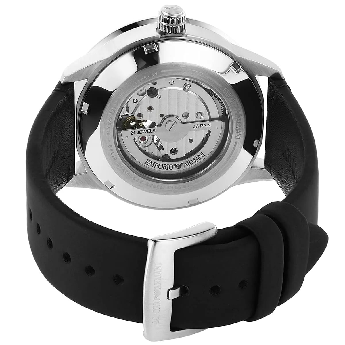 Emporio Armani Black Dial Leather 43mm Mens Watch