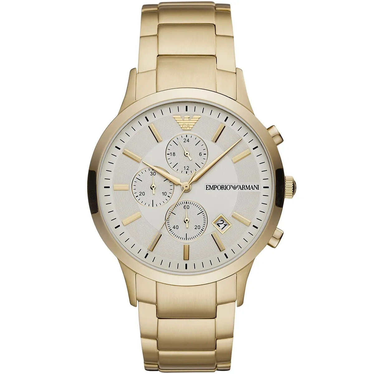 Emporio Armani AR11332 Renato Off White Dial Gold 43mm Mens Watch