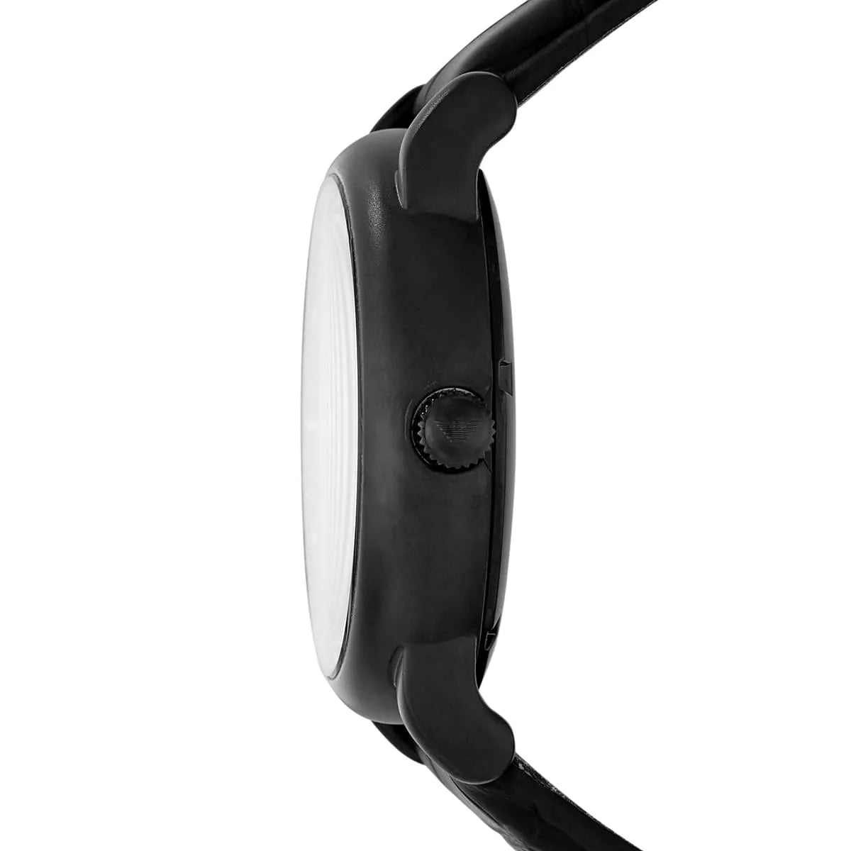 Emporio Armani Black Dial Black Leather 43mm Mens Watch