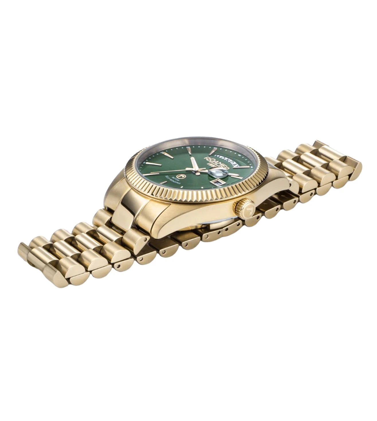 Roamer Primeline Daydate 42 mm Men's Automatic Watch – Stainless Steel Case, Green Dial, Sapphire Crystal, 50 m Water Resistance