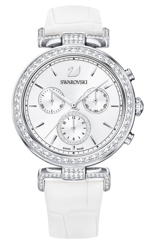 Swarovski Passage Chronograph Silver Tone Women's Watch – Quartz Movement & Leather Strap | Elegant Timepiece
