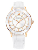 Swarovski Octea Rose Gold 39 mm Watch – Swiss-Made Quartz with White Leather Strap | Elegant Women's Timepiece