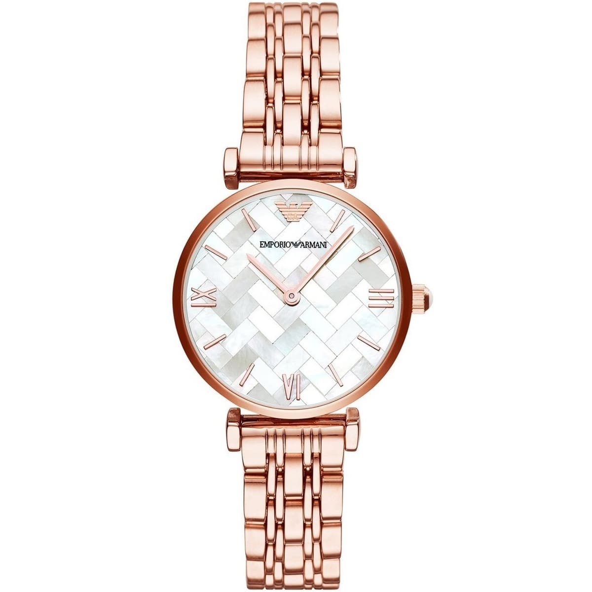 Emporio Armani White Dial Rose Gold Stainless Steel 32mm Womens Watch