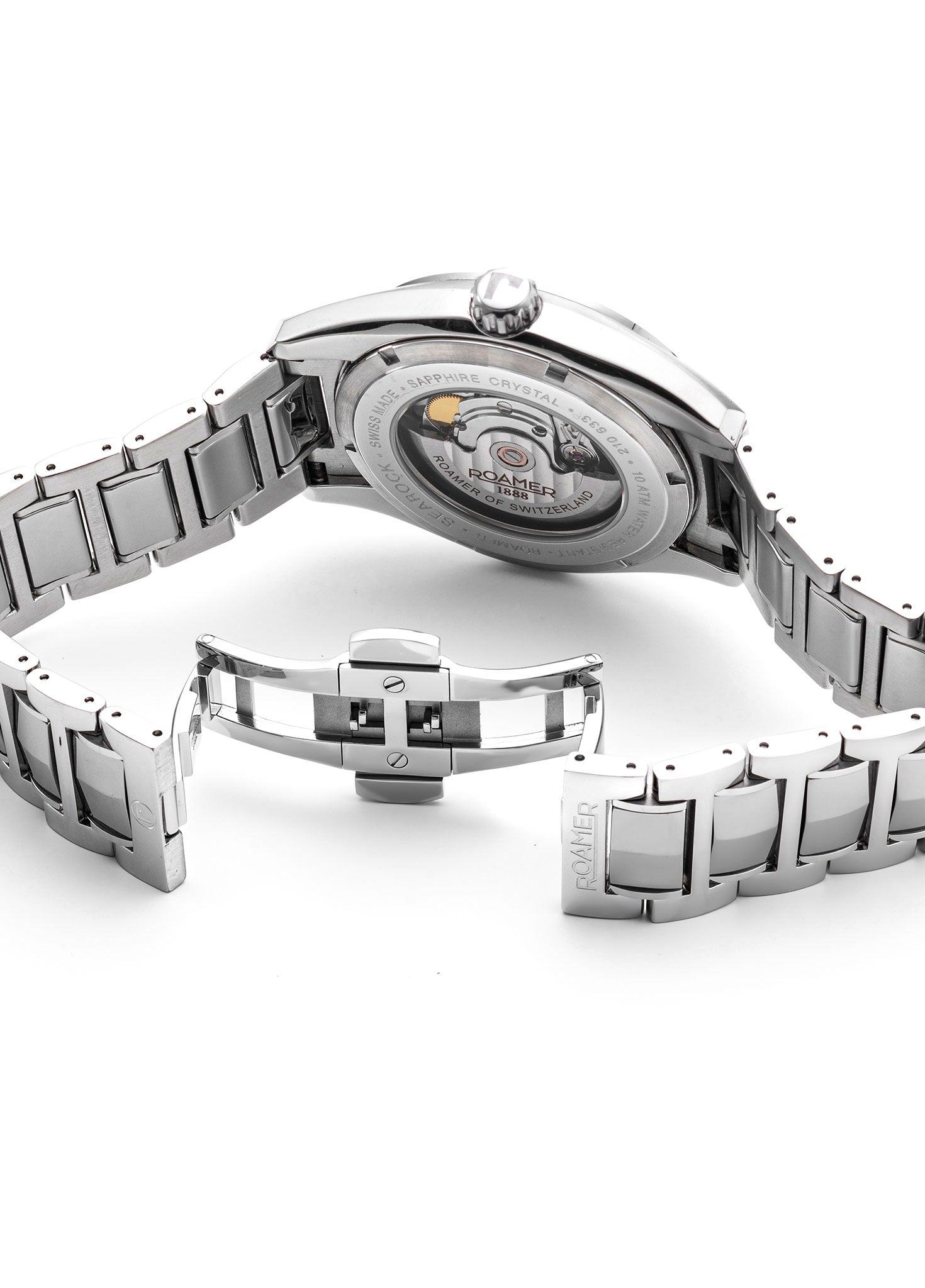 Roamer Searock Men's Automatic Blue Dial Watch – Swiss Made STP1-11, 42mm Stainless Steel Case, 100m Water Resistance, Sapphire Crystal