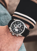 Roamer Rockshell Mark III Chronograph 44 mm Men's Watch – Black Dial, Leather Strap, Swiss Quartz Movement