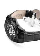 Roamer Rockshell Mark III Chronograph 44 mm Men's Watch – Black Dial, Black Leather Strap, Swiss Quartz Movement