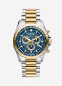 Roamer Rockshell Mark III Chronograph 44 mm Men's Watch – Blue Dial, Silver & Gold Case, Swiss Quartz Movement