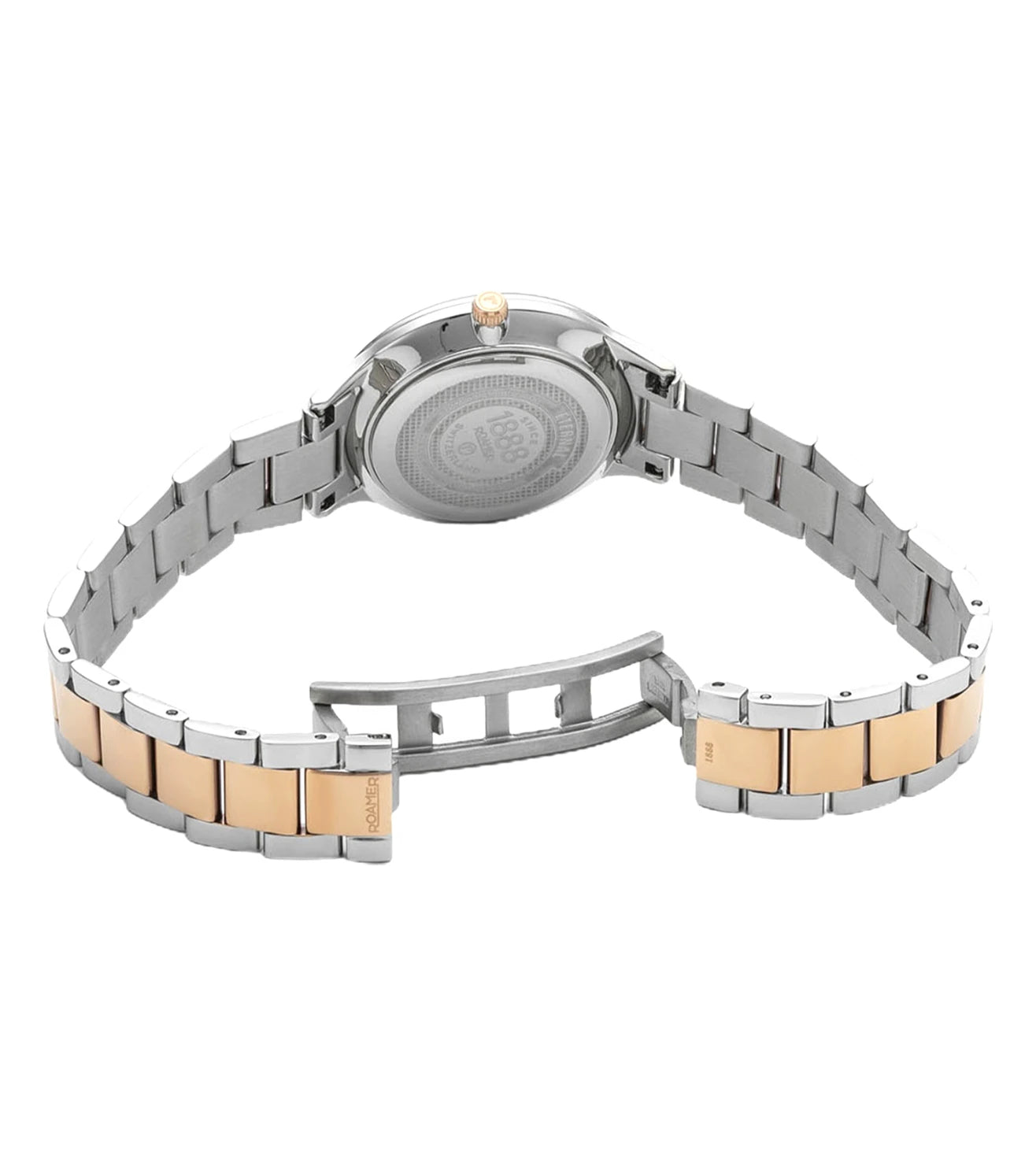 Roamer Eternal 30 mm Ladies Battery Watch – Swiss Made, Grey Dial with Rose Gold Hands, Bicolor Rose Stainless Steel Strap, Sapphire Glass, 5 Bar Water Resistance
