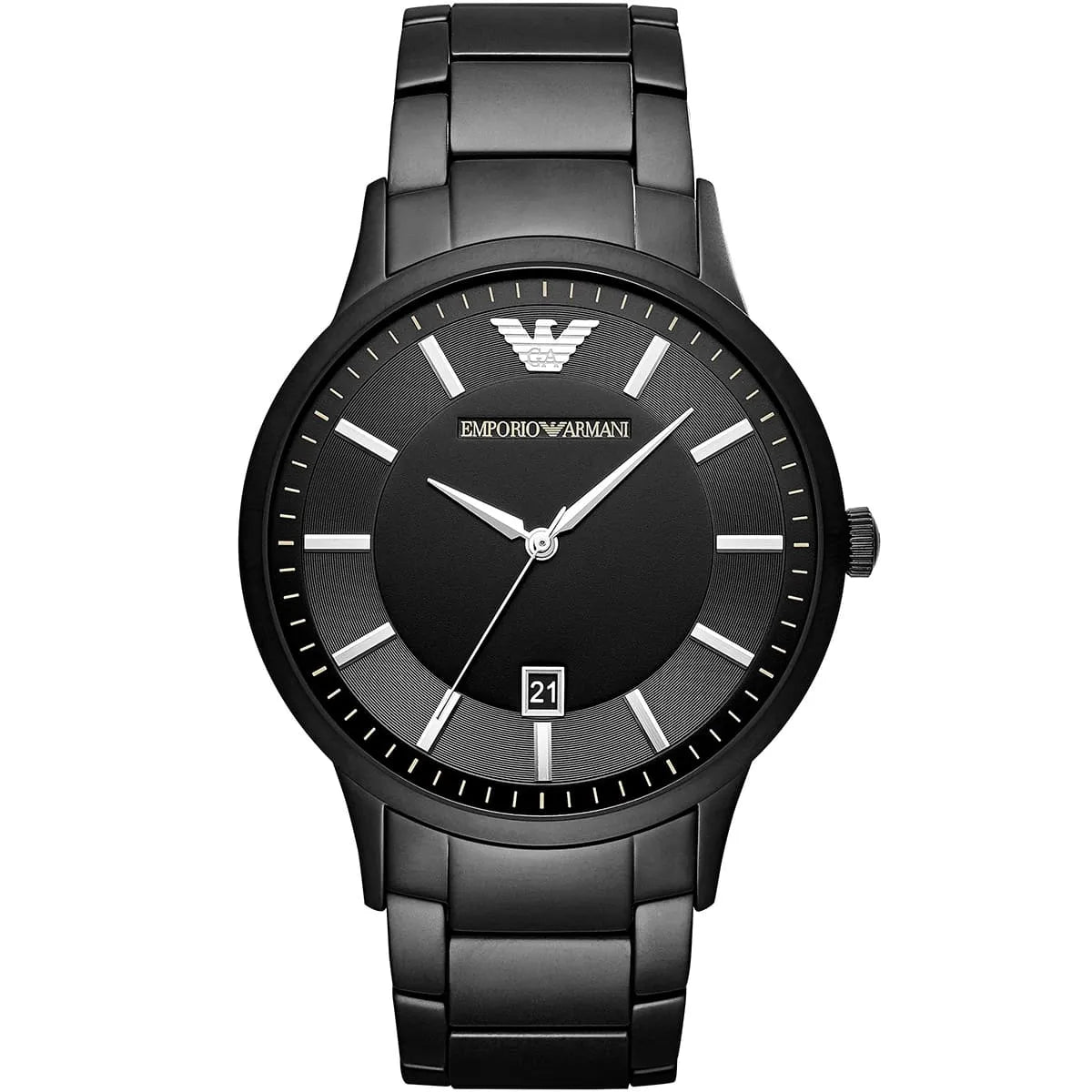 Emporio Armani AR11079 Luigi Slim Black Dial Black Steel 43mm Mens Watch