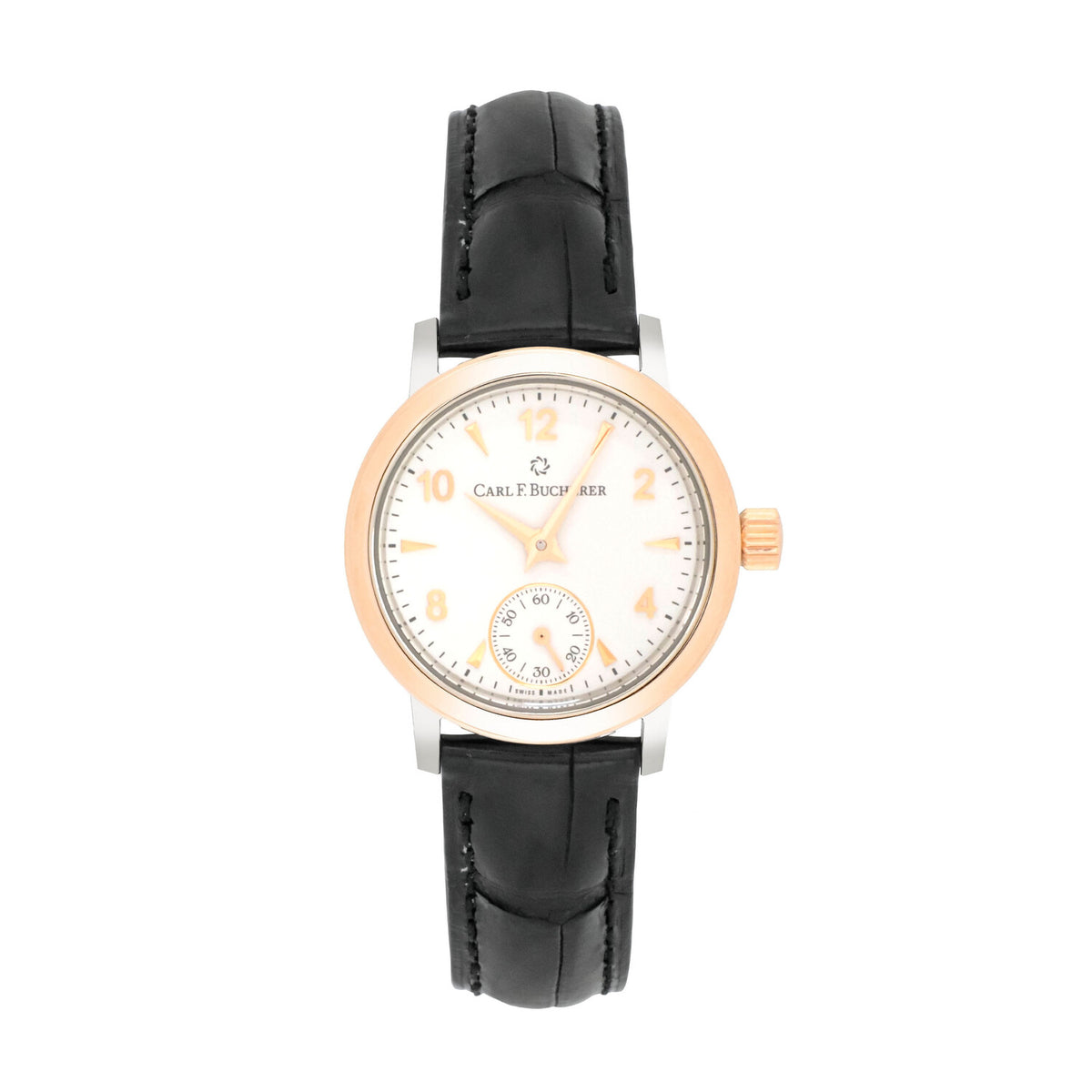 Carl F. Bucherer Adamavi Women's 28mm Manual-Wind Watch 00.10317.07.26.01 – Swiss Made, Silver Dial, Stainless Steel Case, Black Leather Strap, Exhibition Back, 30M Water Resistance