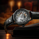Roamer Competence Skeleton III 43mm Men's Automatic Watch – Swiss Made, Stainless Steel, Sapphire Crystal, 48-Hour Power Reserve, Black Leather Strap