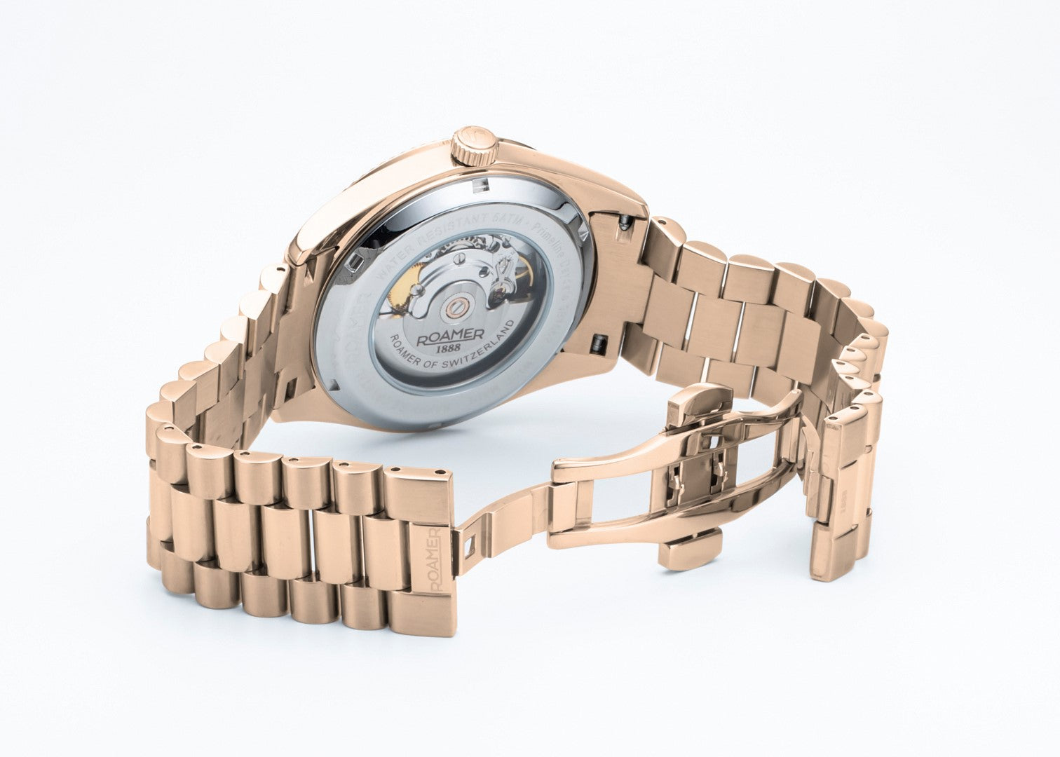 Roamer Primeline Daydate Rose-Gold Tone 42mm Men's Automatic Watch – Swiss Made, Sapphire Crystal, 5 Bar Water Resistance