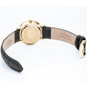 Roamer Valais 32 mm Ladies Battery Watch – Swiss Made, Gold Stainless Steel, Sapphire Crystal, Black Leather Strap, 5ATM Water Resistance