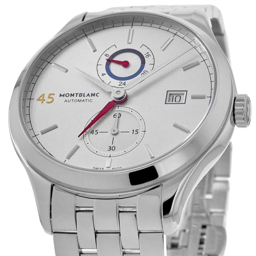 Montblanc Heritage Men's Automatic Watch MB114173, Swiss Automatic Movement, Silver Dial, Stainless Steel Bracelet, 30m Water Resistance