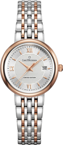 Carl F. Bucherer Adamavi Men's 39mm Quartz Watch 00.10315.07.15.98 – Swiss Quartz Movement, Silver Dial, 18K Rose Gold & Stainless Steel Case & Bracelet, 30m Water Resistance