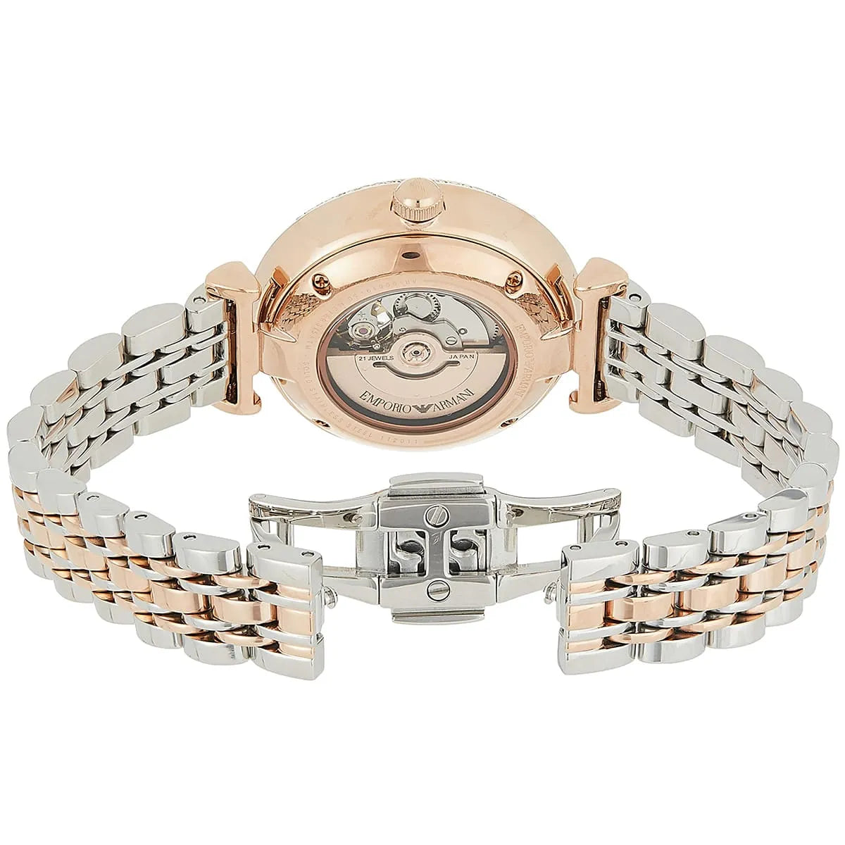 Emporio Armani Silver Dial Two-Tone Stainless Steel 32mm Womens Watch