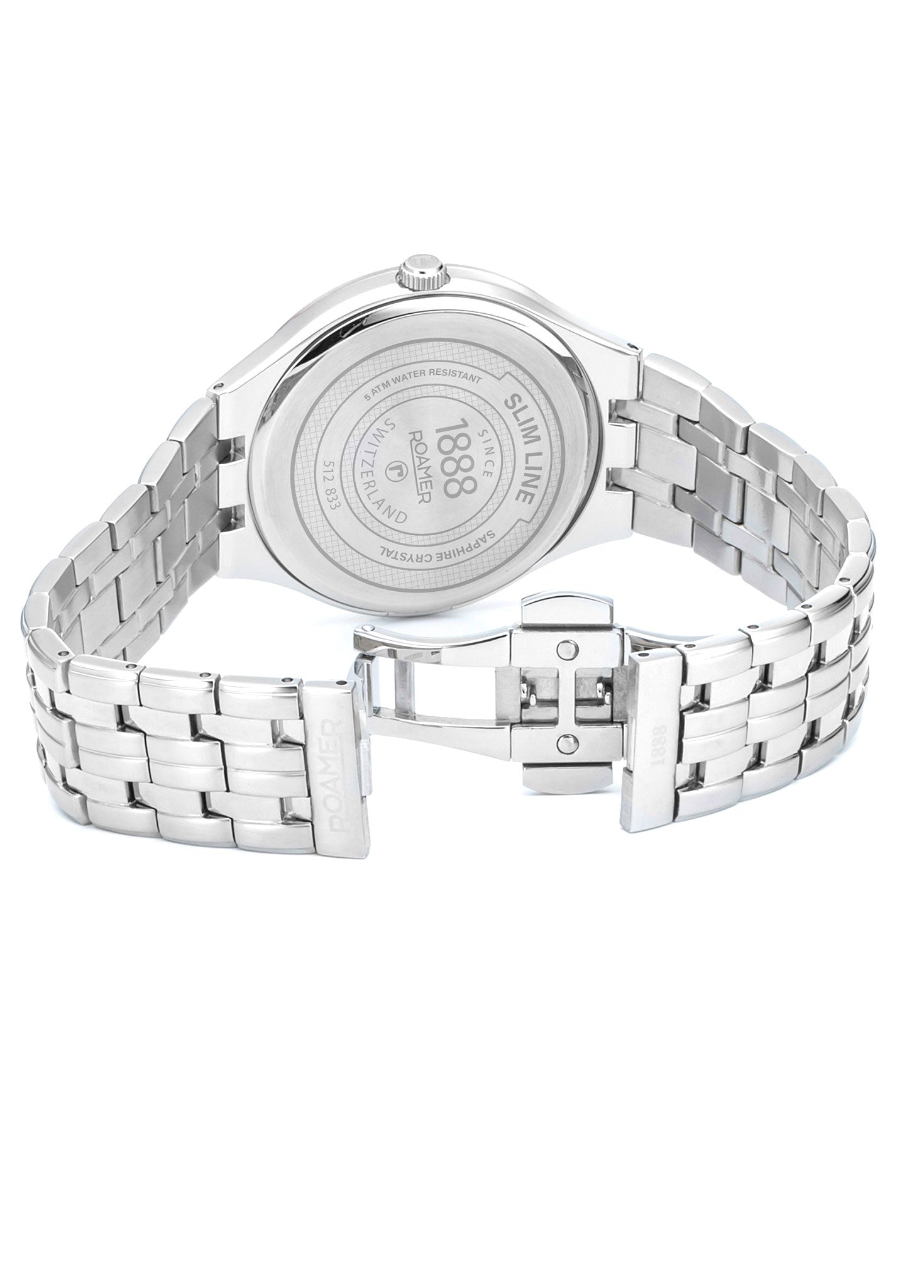 Roamer Slim-Line Classic Ladies Watch – Swiss Made Ronda 704, 30mm Stainless Steel Case, Black Dial, Silver Bracelet