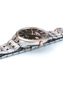 Roamer Slim-Line Classic Ladies Watch – Swiss Made Ronda 704, 30mm Stainless Steel Case, Rose Gold Plated, Brown Dial, Stainless Steel Bracelet