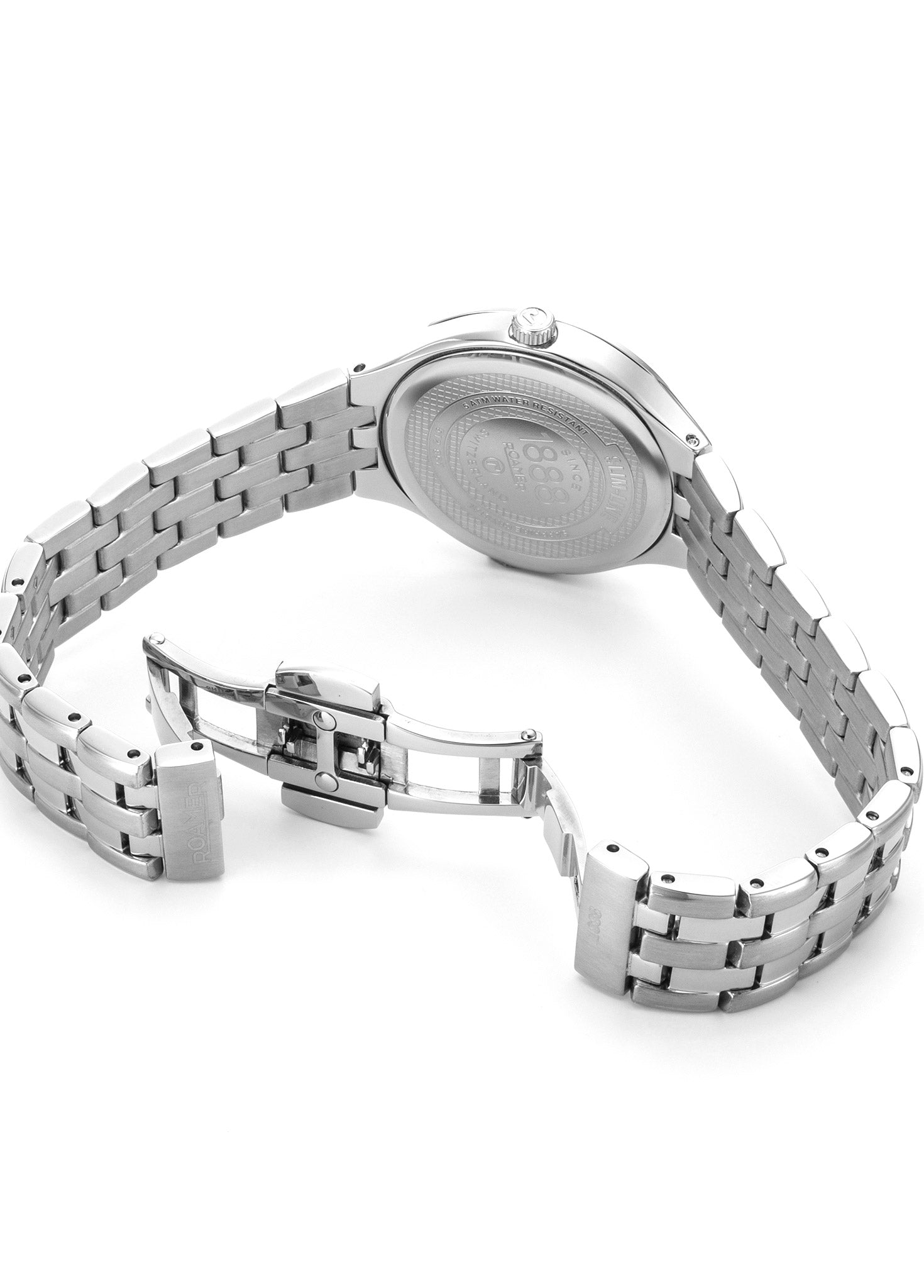 Roamer Slim-Line Classic Ladies Watch – Swiss Made Ronda 704, 30mm Stainless Steel Case, Tiffany Blue Dial, Silver Bracelet