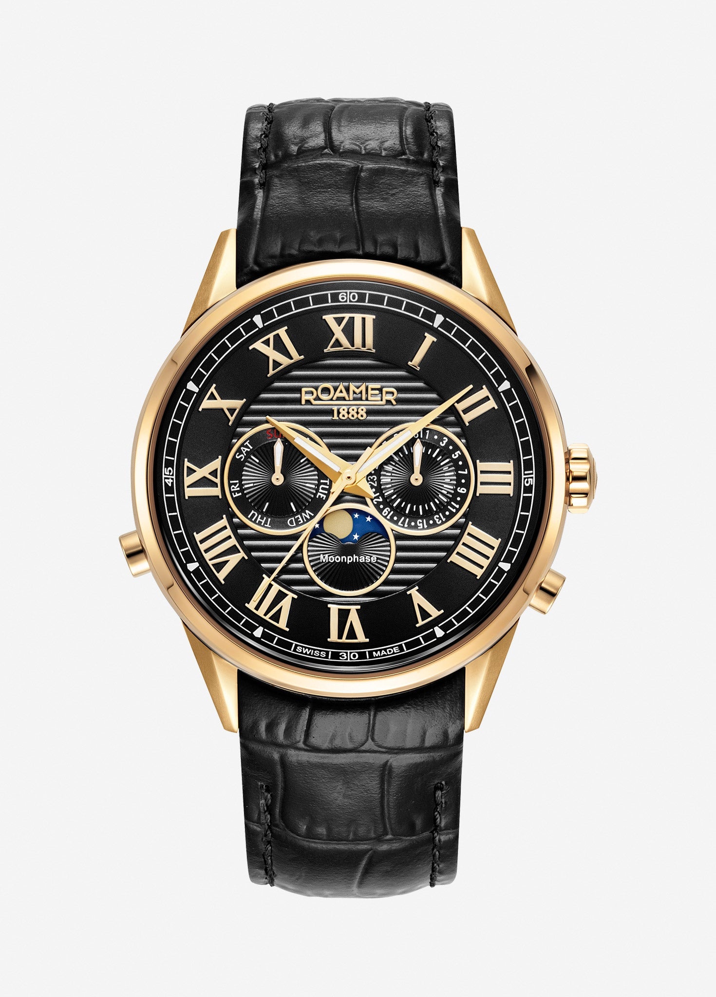 Roamer Superior Moonphase – 43mm Gold Watch, Black Dial